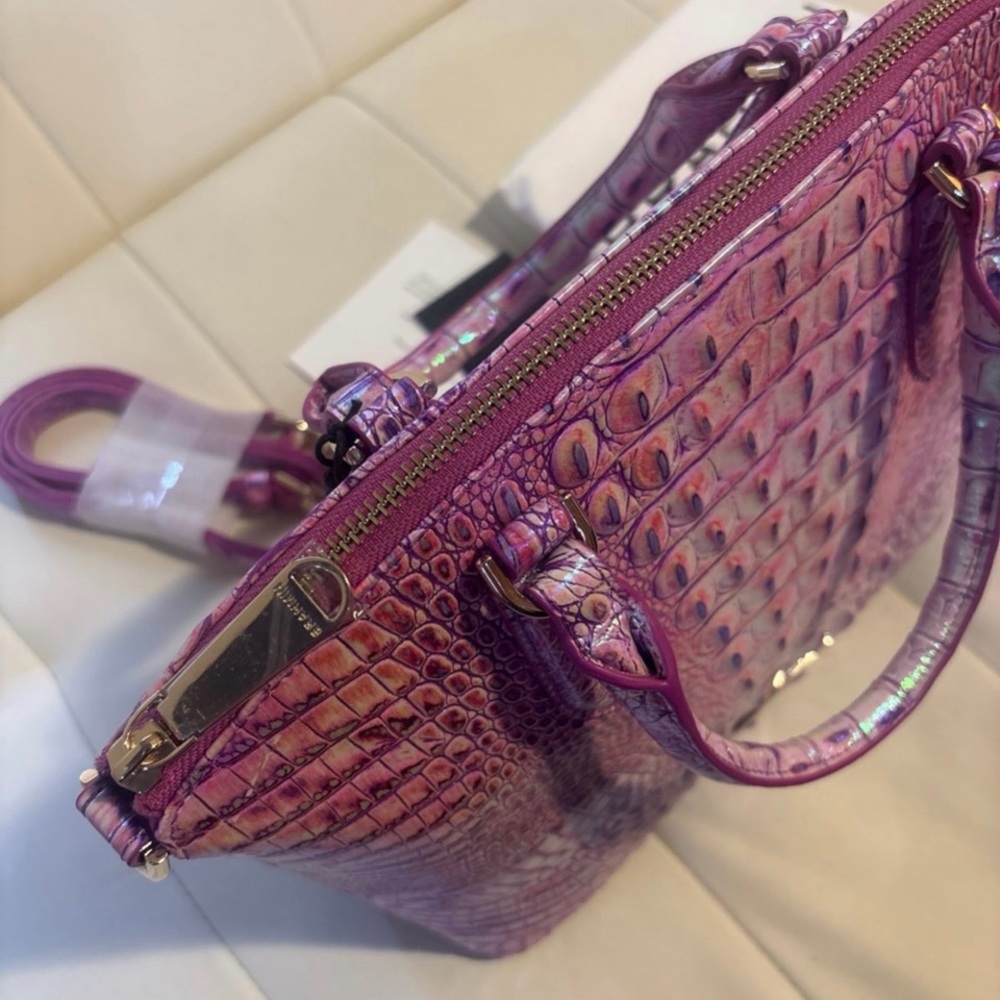 “Brahmin” Duxbury Style, Genuine Leather Satchel in Purple Iris on Melbourne - Picture 5 of 12